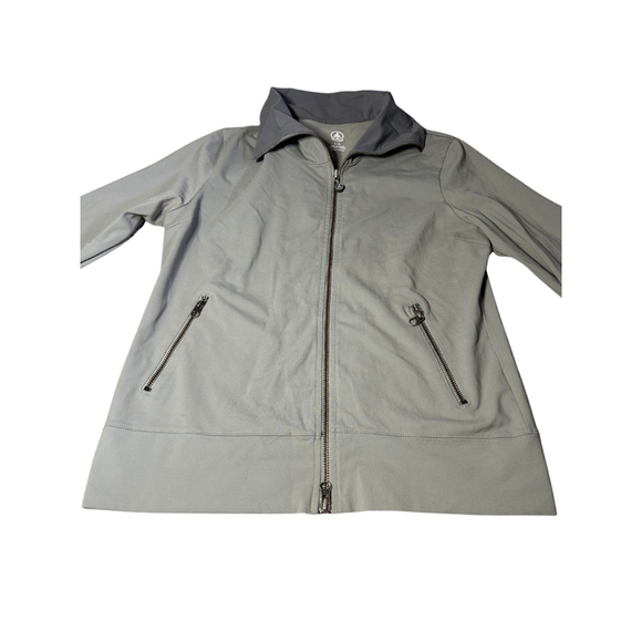Women's Roots Yoga Gray Full Zip Jacket Sage Green Grey Size Large - Picture 3 of 6